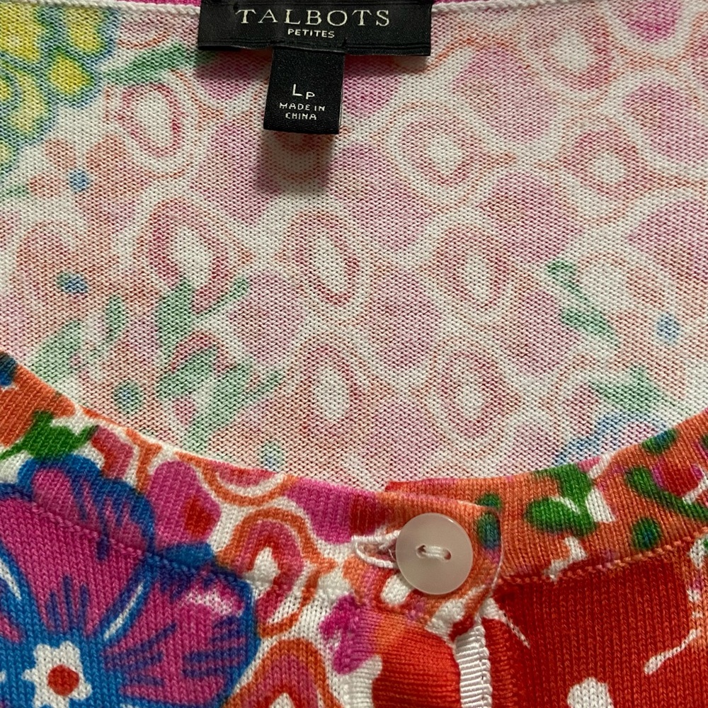 Talbots Multi-Color Floral Button Front Cardigan - image 5